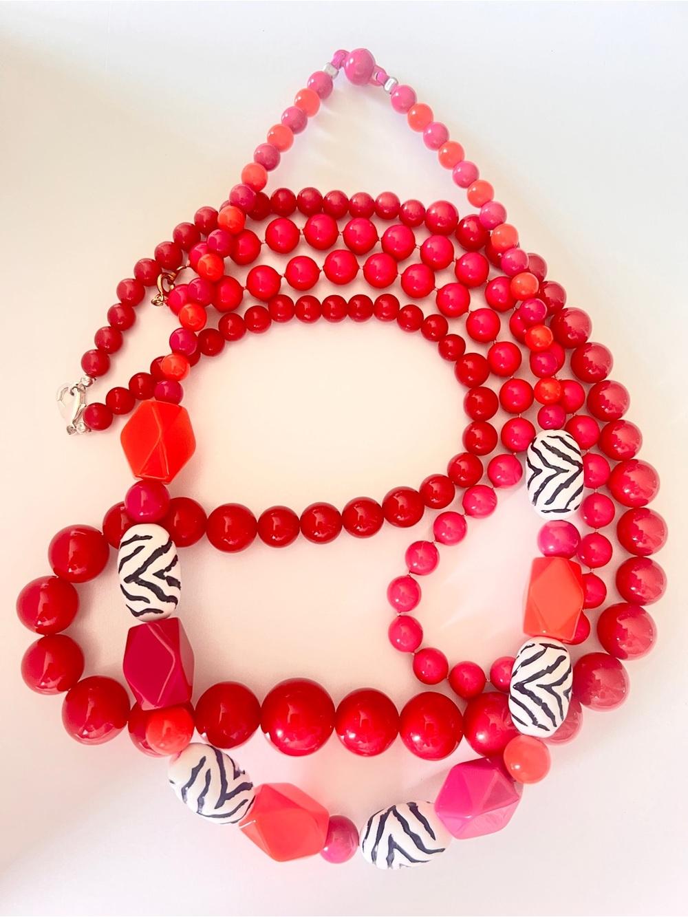 Lot Gymboree Wild for Zebra Statement Necklace Pink Red Orange Fuchsia Bright
